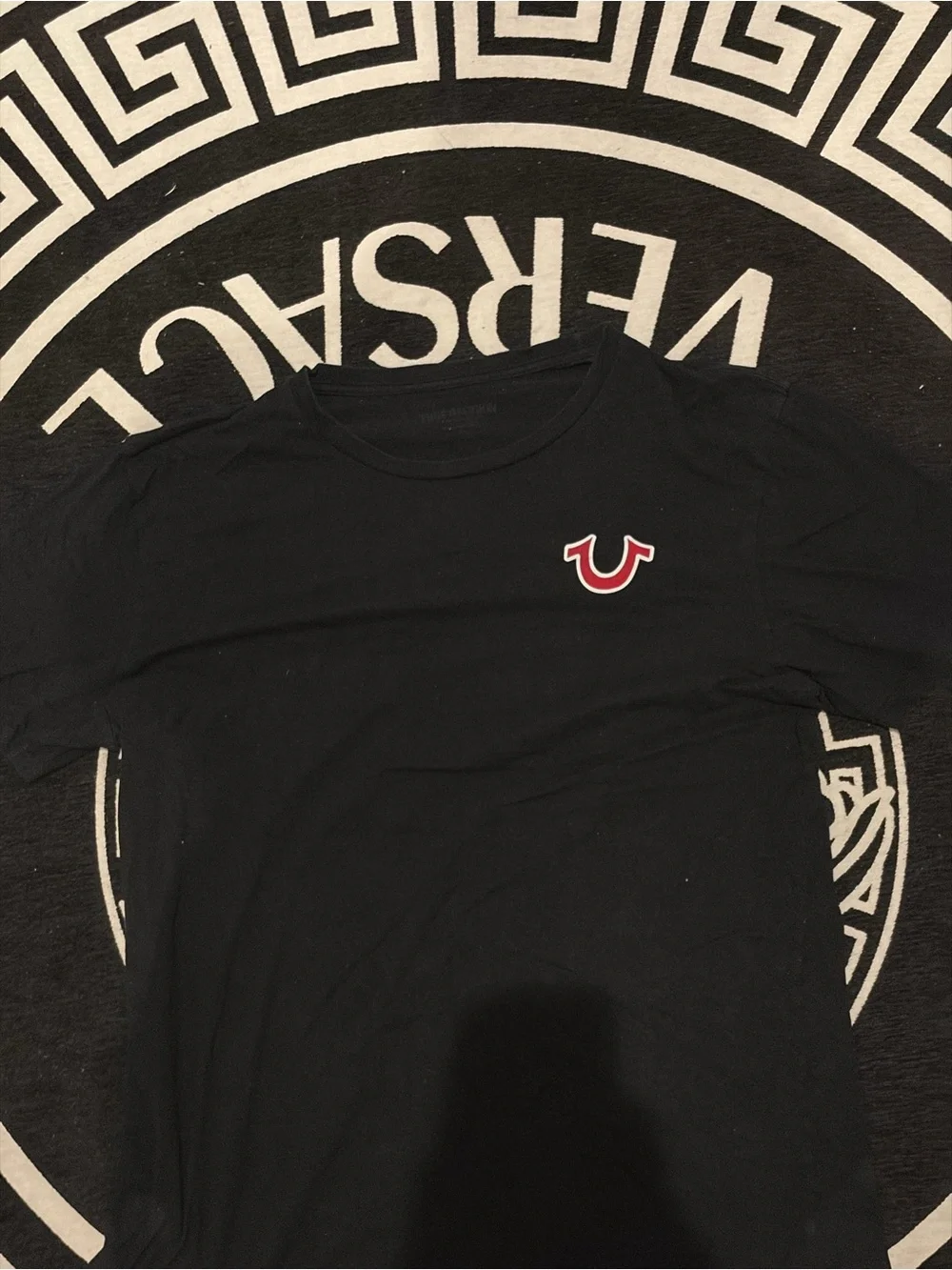 True Religion Black Tee with Small Red Logo